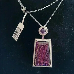 Karis STS Amethyst Dichroic Glass Pendant with 20" Chain